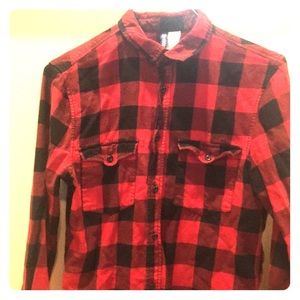 Divided long sleeve plaid shirt